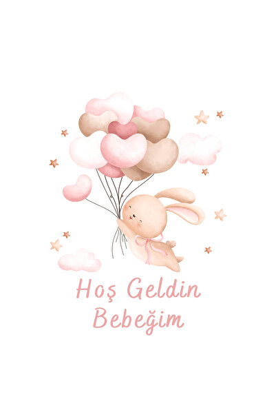 Pera İsme Özel Tavşan Tema Bebek Çikolatası Etiketi Yuvarlak 4 Cm 70 Adet