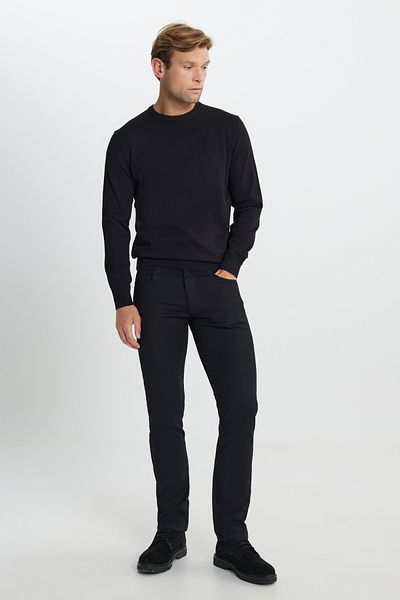 ALTINYILDIZ CLASSICS Hexagonal Ace 492510013   Black Men's Crew Neck Knitwear Sweater