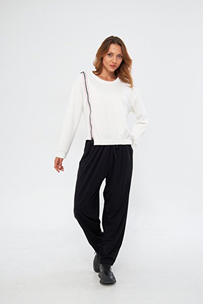 LAMANTE FERMUAR DETAYLI BEYAZ MODAL SWEAT