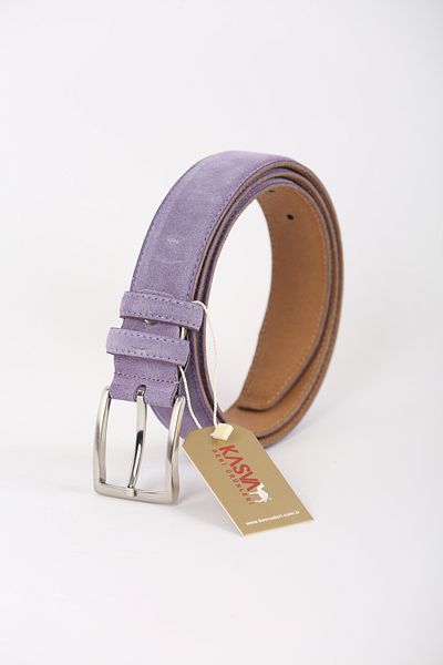 KASVA DERİ 3.5cm Lilac Suede Original Leather Belt