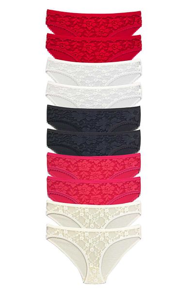 Mu Art 10 Pieces of Transparent Lace Front Women's Slip Panties S1