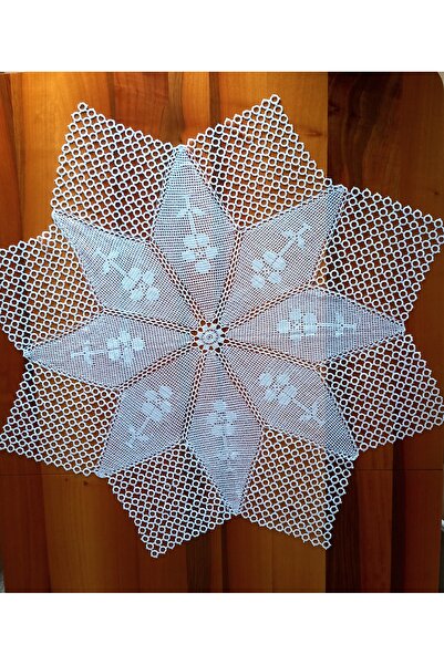 yörük tuhafiye 100 cm Lace Fiskos Tablecloth - Handcrafted and Coffee Table M...