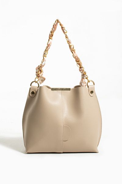 Modabag Women's Scarf and Chain Accessory Soft Leather 3 Compartment Handbag and Shoulder Bag