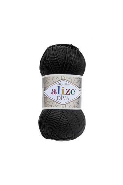 Alize Diva 60 (ΜΑΥΡΟ) Amigurumi Χειροποίητο νήμα πλεξίματος 1 τεμ
