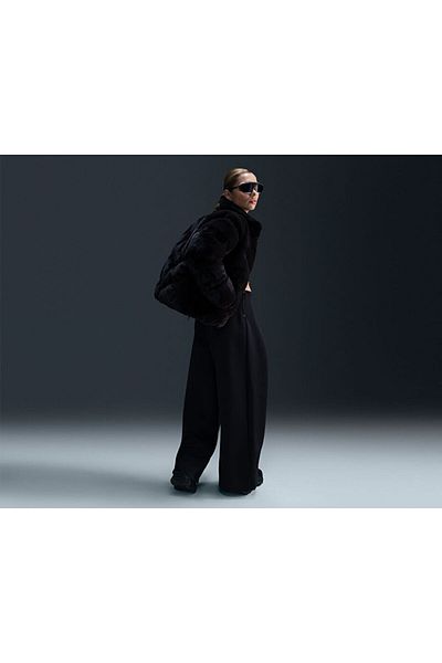 Nike Women's Casual Faux Fur Jacket Fv8005-010 Sportswear Windpuffer Black
