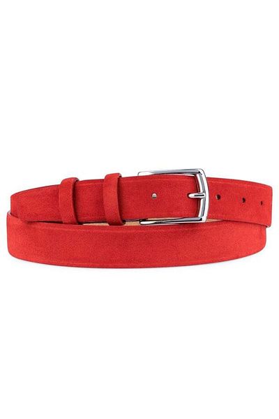KASVA DERİ 3.5 Cm Red Suede Genuine Leather Belt