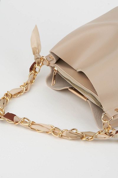 Modabag Women's Scarf and Chain Accessory Soft Leather 3 Compartment Handbag and Shoulder Bag