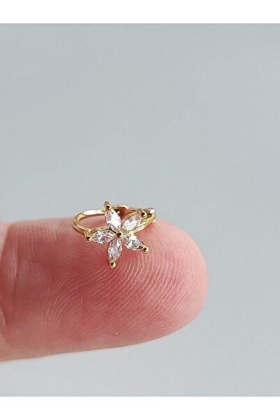 DCPİERCİNG Cerrahi Çelik Zirkon Taşlı Altın Çiçek Halka Tragus Helix Conch Pi...