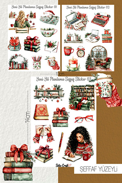 SelisCraft Yeni Yıl Temalı Planlama Şeffaf Sticker Seti 01-02-03 Ajanda Planl...