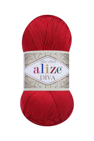 Alize Diva 106 (أحمر) حبل أميجورومي محبوك يدويًا قطعة واحدة - (أرق وأصغر من حبال الحياكة العادية)؛