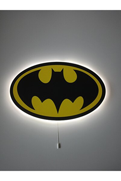UViolets Dekoratif Ahşap Baskılı Batman Simgesi Çocuk Odası Gece Lambası39*24
