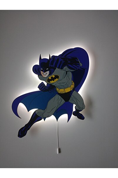 UViolets Dekoratif Ahşap Baskılı Batman Çocuk Odası Gece Lambası 32*32