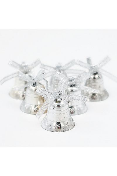 enyareshome Silver Colored 6 Christmas Tree Bells 2cm