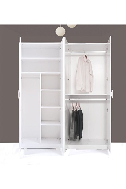 Kenyap Plus 812493 Stella 4 Kapaklı Parlak Beyaz Gardırop