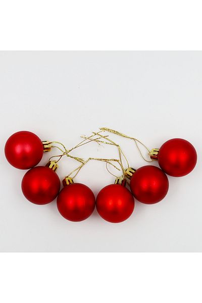 enyareshome Red Color 4cm Matte Set of 6 Christmas Balls