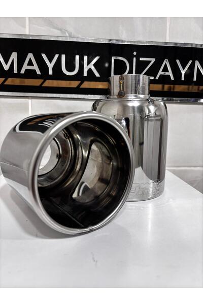 Mayuk Dizayn 115 Mm Paslanmaz Krom Egzoz Ucu Düz Her Araca Uyumlu 2 Adet