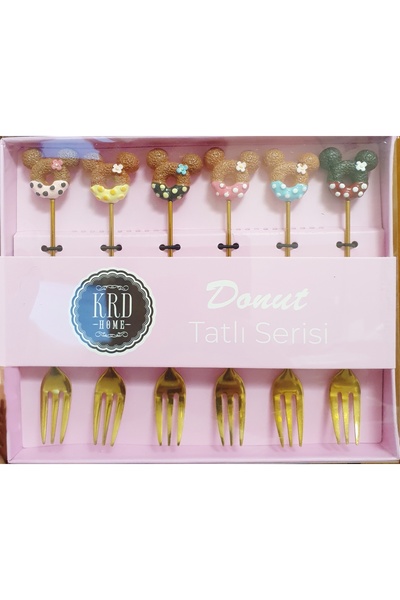 LOVYCO Gold Sweet Donut 6 Kişilik Kokteyl Çatalı