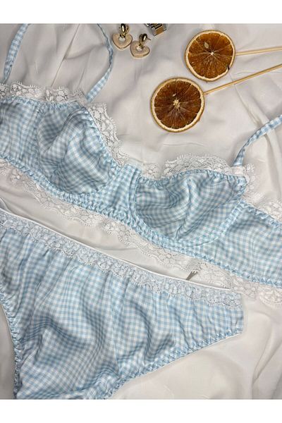 ROZENİN LINGERIE Set de lenjerie intimă cu dantelă din satin mătăsos (sutien-thong)