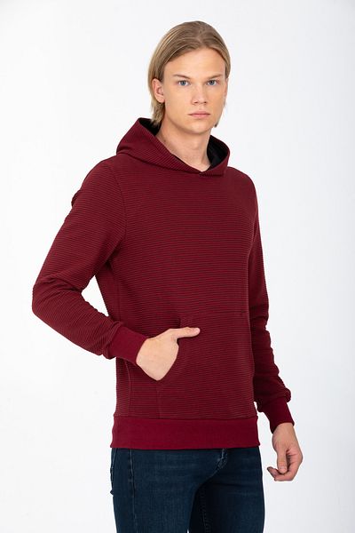 DYNAMO Men's Claret Red Hooded Kangaroo Pocket Regular/Normal Cut Sweatshirt 6640