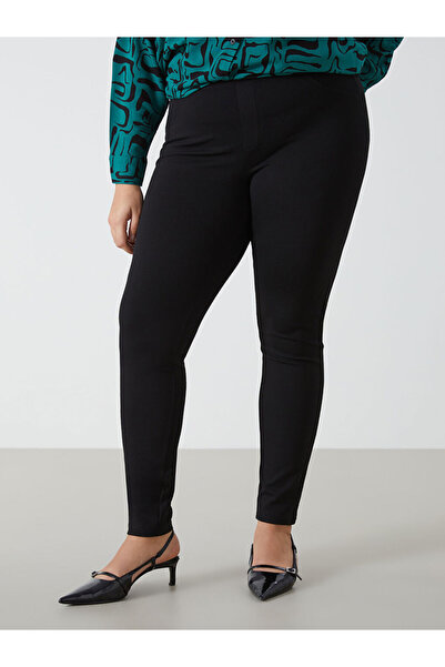 LC Waikiki Black Women's Elastic Waist Straight Leggings Pants