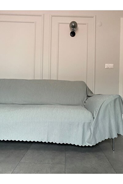 NURVASE Yıkanılabilir Gri Renk Kollarını Kapatan Battal Boy Koltük Örtüsü Şalı