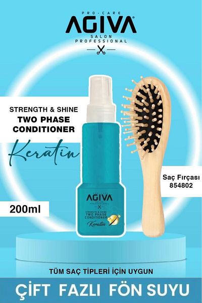 Agiva 200ml Keratin Hair Lightening Comb Set - Bamboo Blow Drying Water