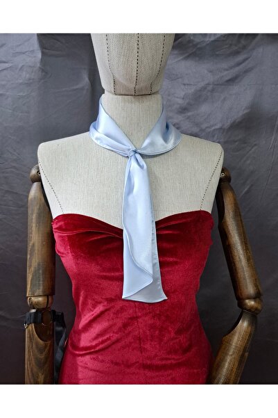 Qrsln Синя сатенена вратовръзка Ronja - шал за врата