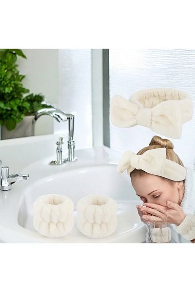 KANİNCHEN Set de 2 Super Soft Spa - Brățară pentru spălarea feței și banda elastică de păr