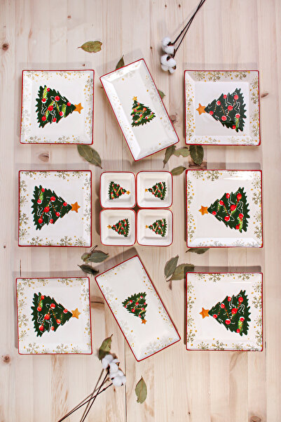 Akkoyunlu home Yılbaşı Serisi 6 Kişilik 12 Parça Sunumluk Servis Seti(Çerezli...