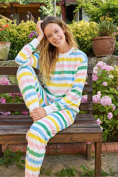 Aydoğan Aydoğan Pajamas Set for Women - Tight Fit, Long Sleeve, Velvet Soft Cool, Color Stripe Pattern Lodos Store