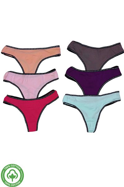 PJ & Me Minik Love Written Multicolor 100% Cotton 6-Piece Women's String Set