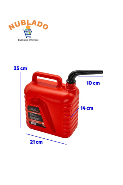 NUBLADO Boşaltma Borulu Plastik Antistatik Benzin Bidonu 5Litre Akaryakıt Mazot Taşıma Doldurma Depolama.