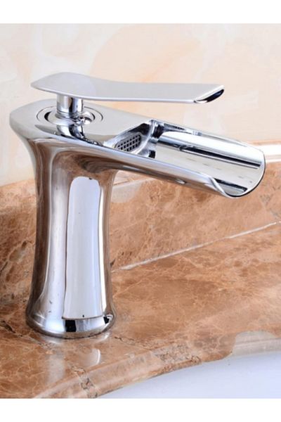 yediyapı Seven Build Market - Chrome Color Waterfall Sink Faucet (Short)