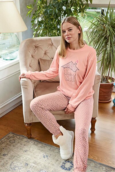 Aydoğan Lodos Store Aydoğan Kadın Uzun Kollu Termal Pijama Takımı Home Desenli