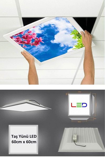 Gökyüzü Panel 60cmx60cm-hanging Ceiling Led-mounted-54w-white-led Panel-led Luminaire-60x60 Stone Wool Hanging Ceiling Led