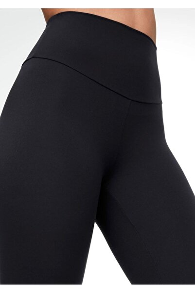 Tuba Kadın Sıkılaştırıcı Toparlayıcı Şardonlu Yüksek Bel Cepsiz Oys Tayt Siyah