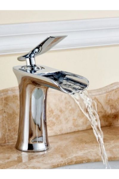 yediyapı Seven Build Market - Chrome Color Waterfall Sink Faucet (Short)