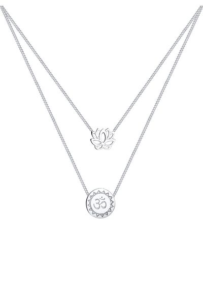 ELLI Colier cu straturi de floare de lotus, simbol Om, din argint 925