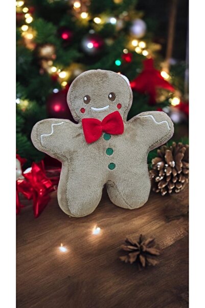 Genel Markalar Kahverengi Sevimli Kurabiye Adam 30 cm Yılbaşı Noel Peluş Yastık