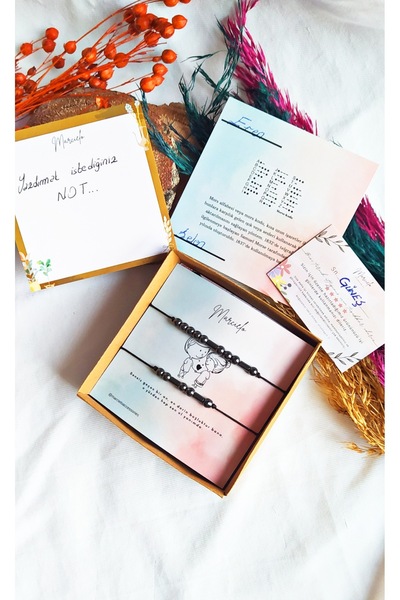 MARCİELO Accessories Mors Alfabesi Bileklik - Hematit Doğal Taş Çift Bilekliği - Sevgili Bileklik 2 Adet