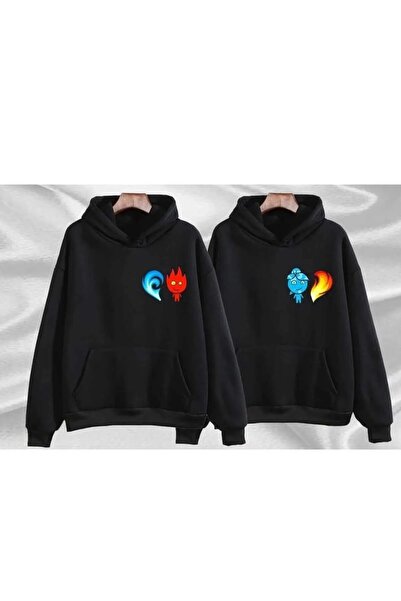 Marco Fresco Sweatshirt za parove sa nadopisom "Vatra i voda" u velikom formatu