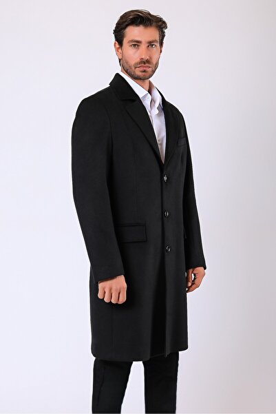 Leather Club Siyah Alexander Kaşmir Kaban