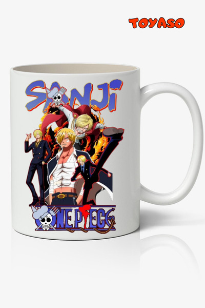 Toyaso كوب أبيض بتصميم الرسوم المتحركة One Piece Sanji هدية لصديق الحبيب
