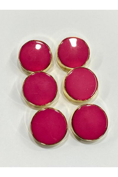 karantuhafiye 6-Piece Italian Button Set - Gold Fuchsia 2.7 cm Coat Fur Coat Button /M009