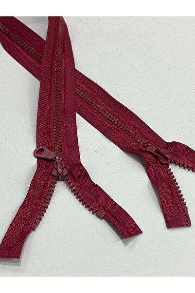 karantuhafiye Mont Fermuarı Çift Yön 70 Cm Koyu Kırmızı Kemik Diş 1123