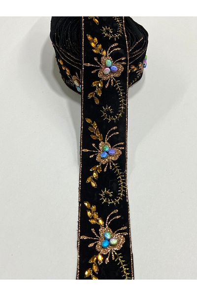 karantuhafiye 4 Meters Velvet Glittered Rhinestone Border Strip