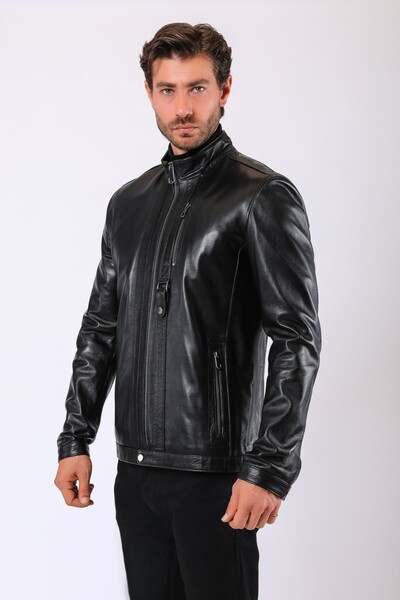 Leather Club Siyah Theo Hakiki Deri Ceket