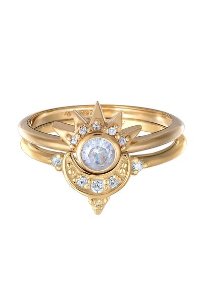 ELLI Ring Elli Ring set with stones Women Star Zirconia Diamond Cut White 925 Sterling Silver Gold-plated