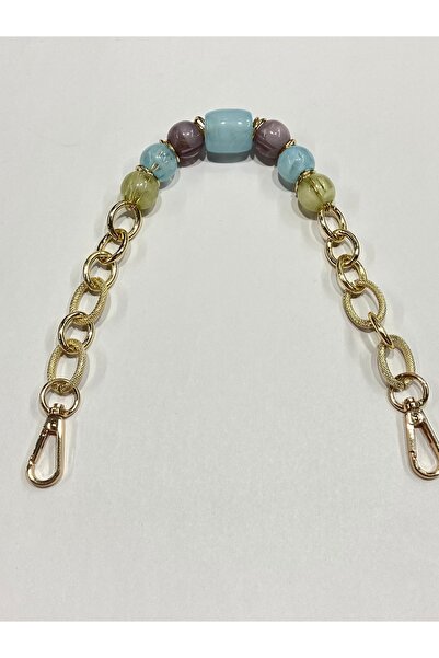 karantuhafiye Λαβή τσάντας /Ακρυλική πέτρα / Χρυσή αλυσίδα / 40 cm