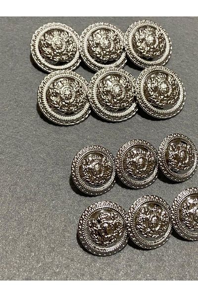 karantuhafiye Blazer Jacket Button Wreath Crest Model Silver Set of 6+6